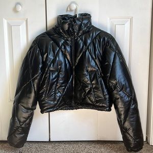 Garage faux leather crop jacket medium